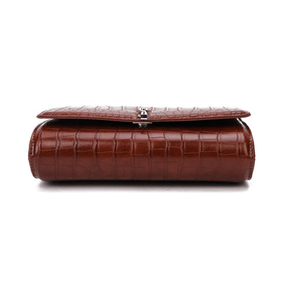 Bolsa Carteira Santa Lolla Terracota Croco Alça Corrente