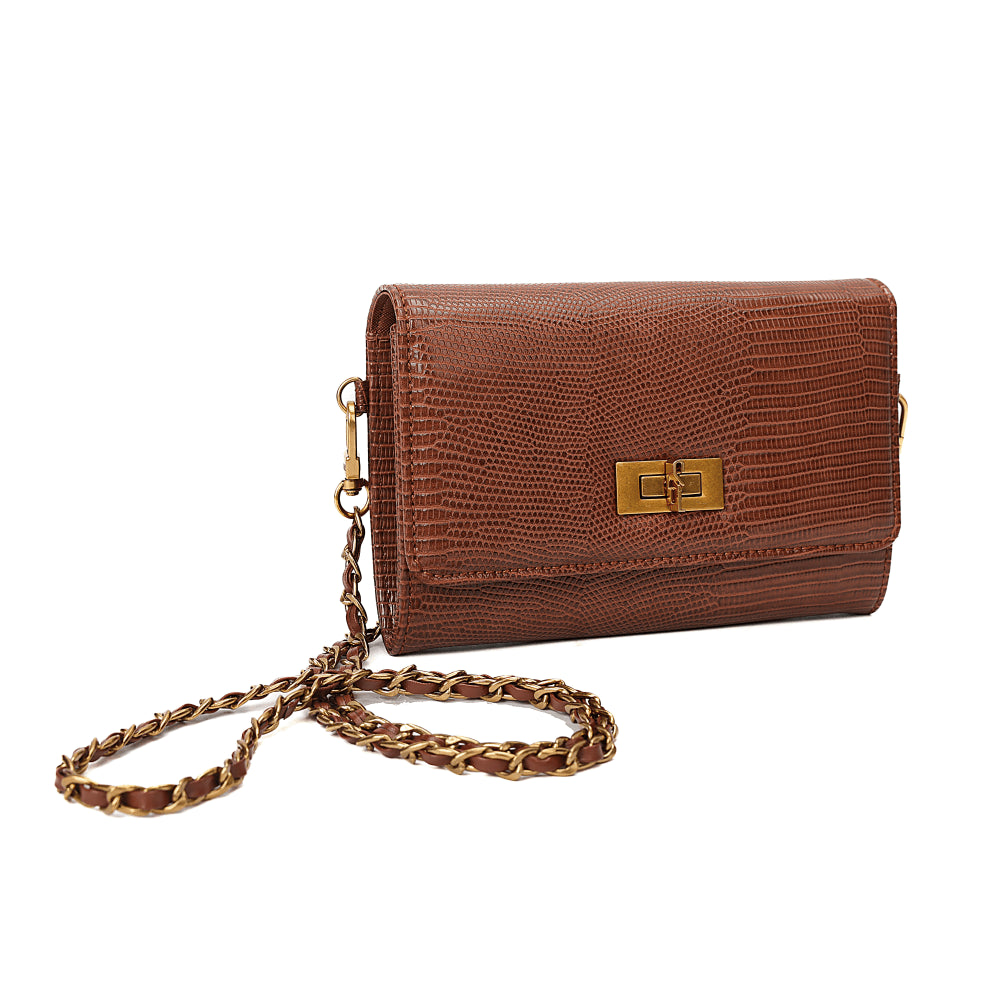 Bolsa Carteira Santa Lolla Terracota Lizard Corrente