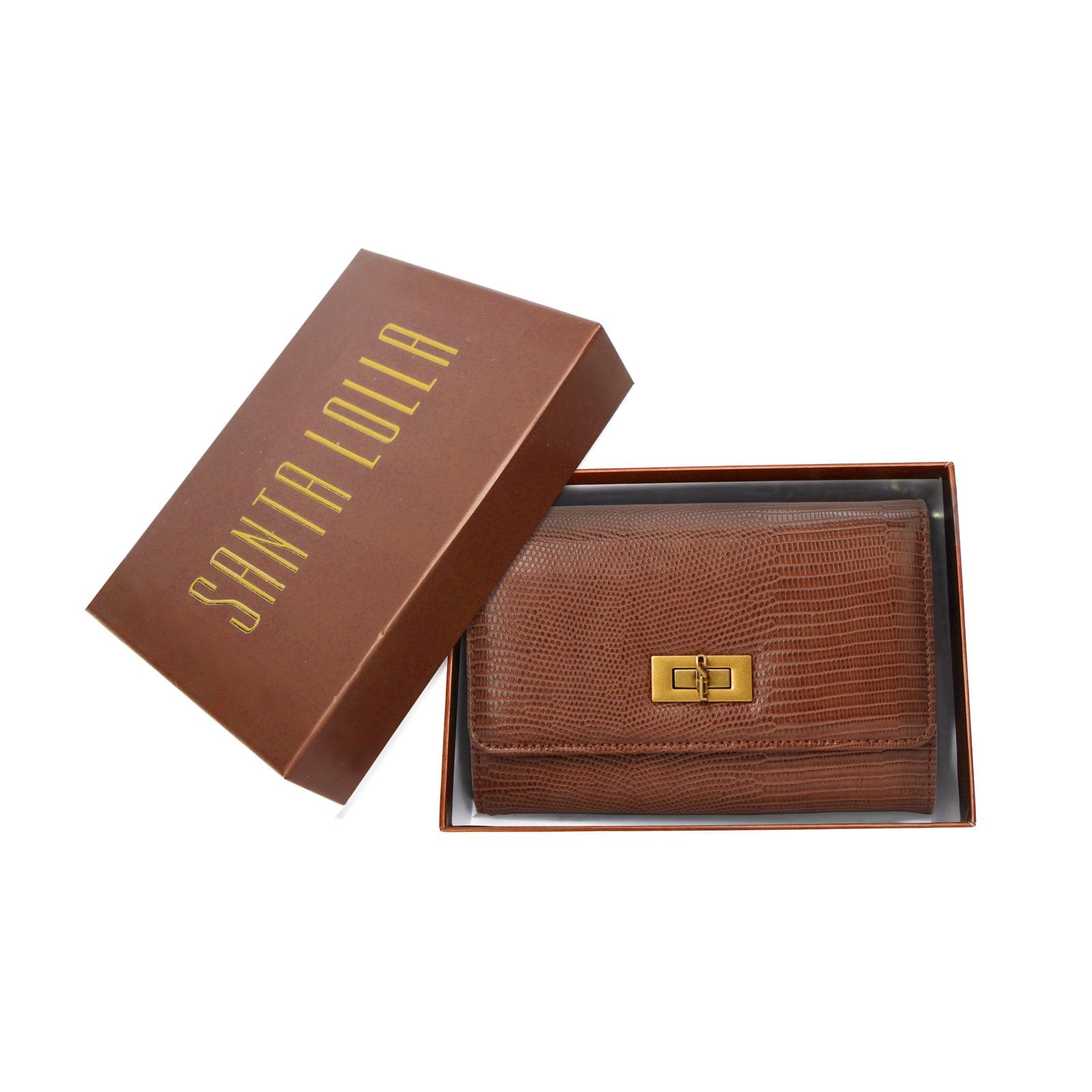 Bolsa Carteira Santa Lolla Terracota Lizard Corrente