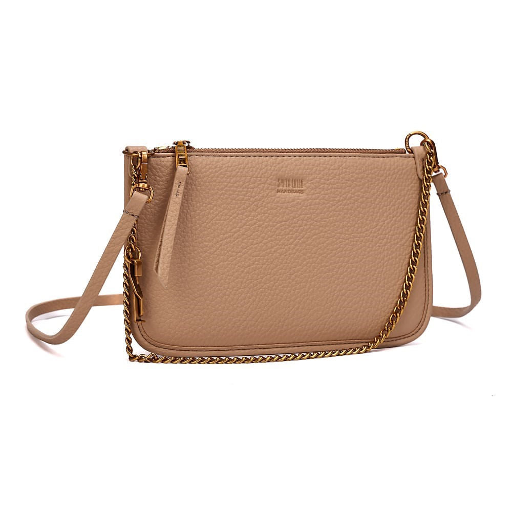 Bolsa Clutch Bege Santa Lolla Alça Dupla 