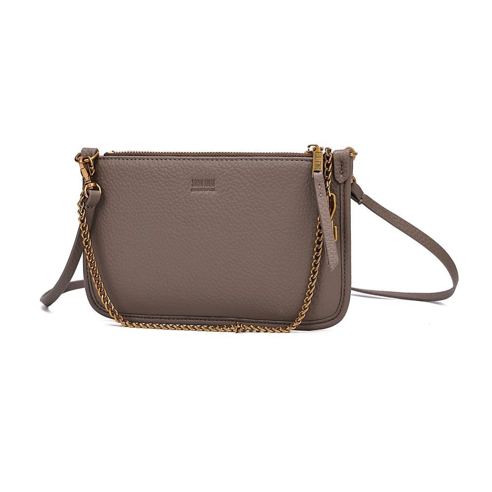 Bolsa Clutch Cinza Santa Lolla Alça Dupla 