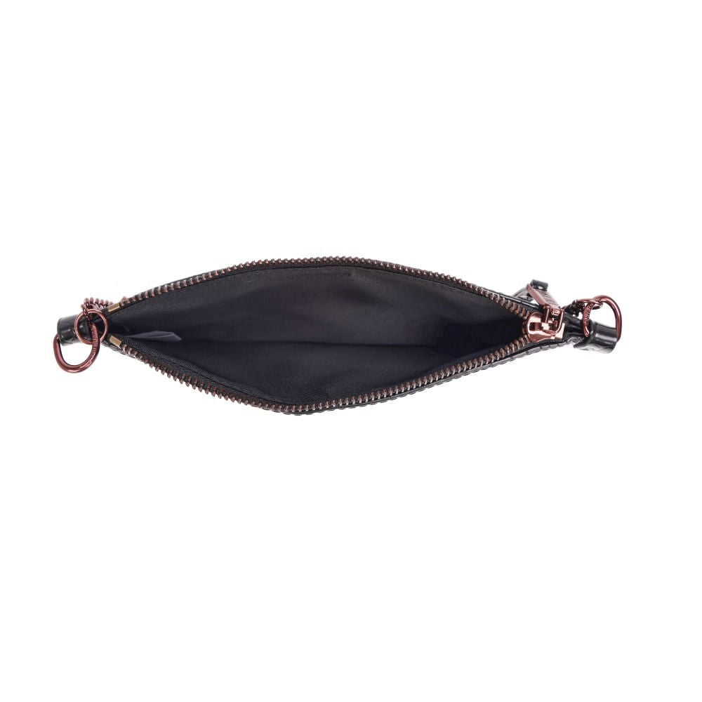 Bolsa Clutch Croco Preta Santa Lolla Alça Dupla 