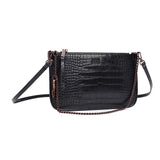 Bolsa Clutch Croco Preta Santa Lolla Alça Dupla