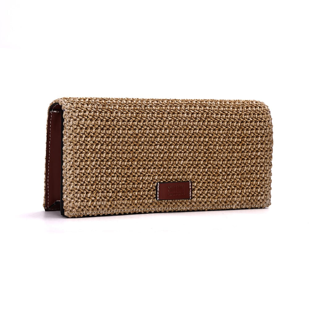 Bolsa Clutch De Mão Santa Lolla Bege Tramada 