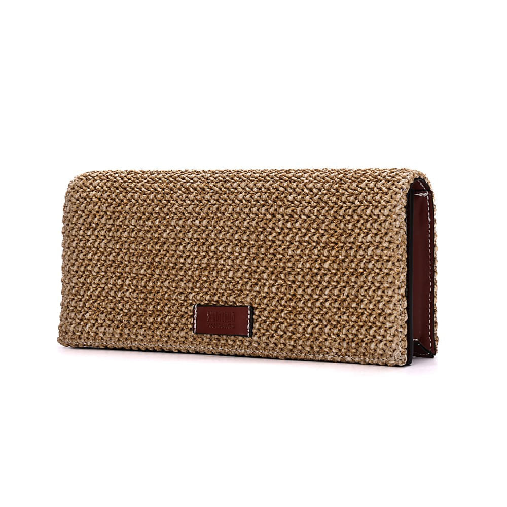 Bolsa Clutch De Mão Santa Lolla Bege Tramada 