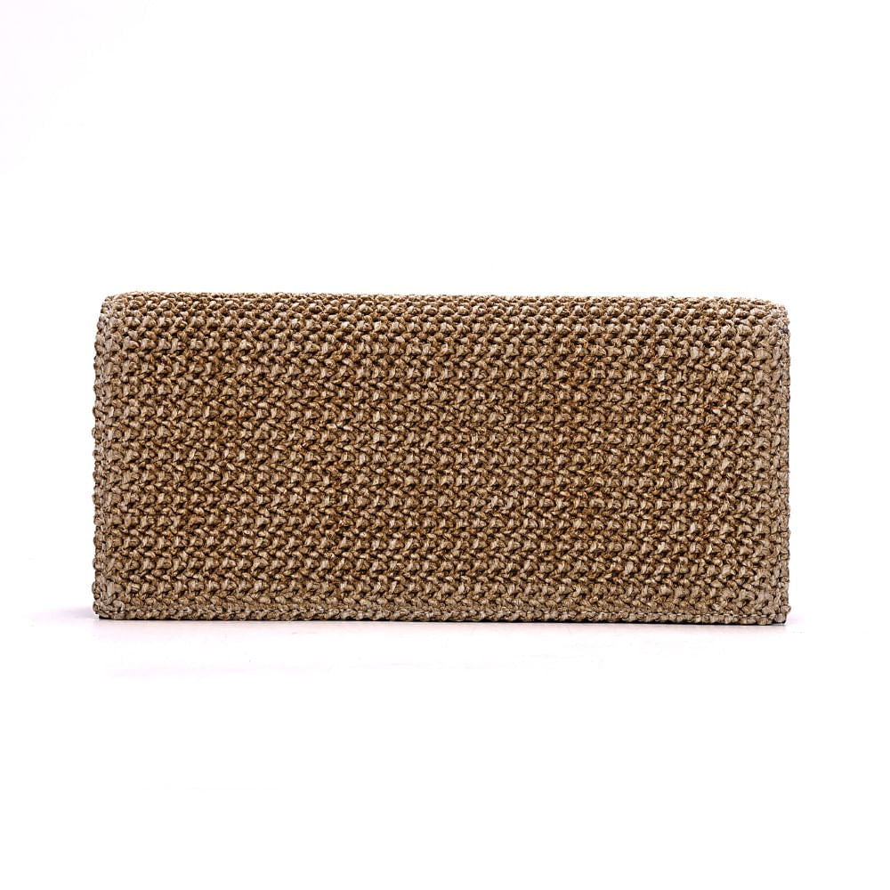 Bolsa Clutch De Mão Santa Lolla Bege Tramada 