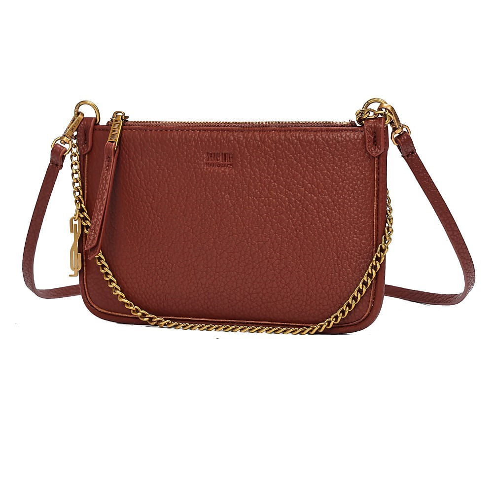 Bolsa Clutch Marrom Santa Lolla Alça Dupla 