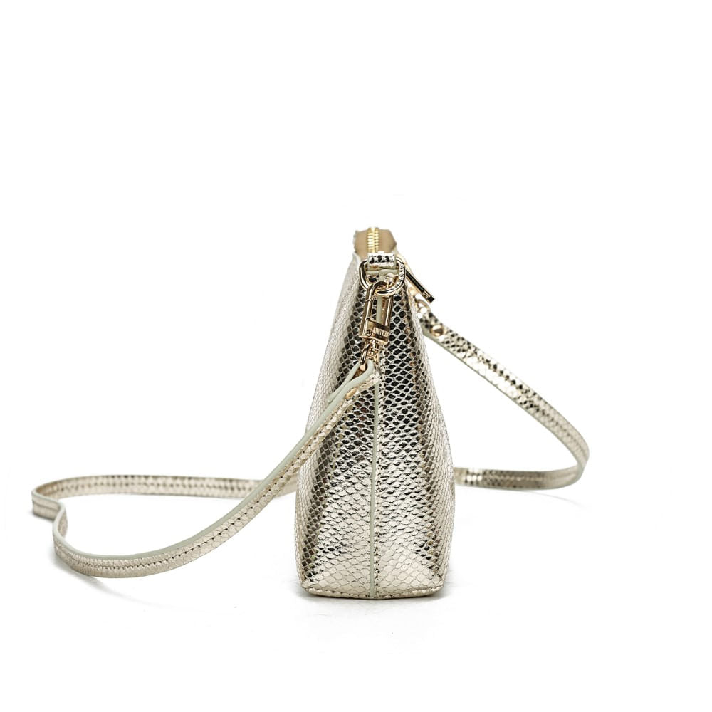 Bolsa Clutch Santa Lolla Dourada Metalizada Alça Transversal