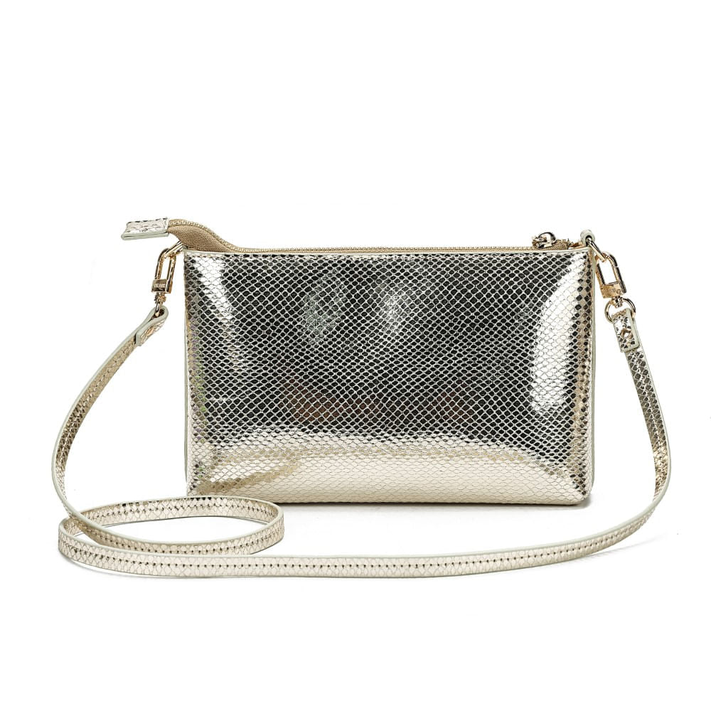 Bolsa Clutch Santa Lolla Dourada Metalizada Alça Transversal