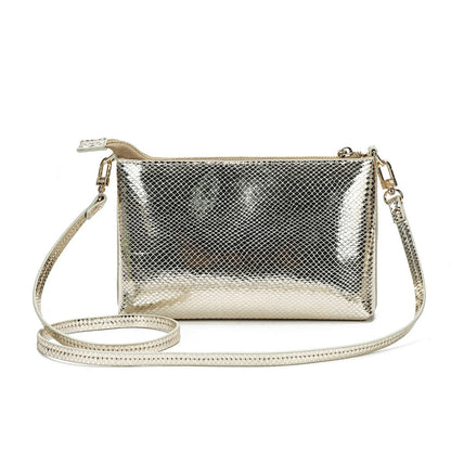 Bolsa Clutch Santa Lolla Dourada Metalizada Alça Transversal