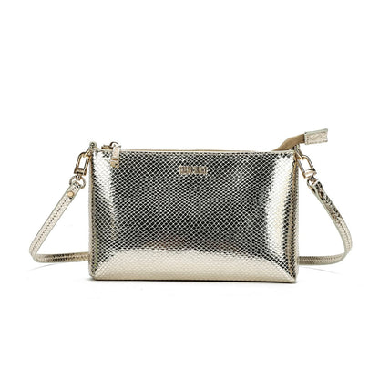 Bolsa Clutch Santa Lolla Dourada Metalizada Alça Transversal
