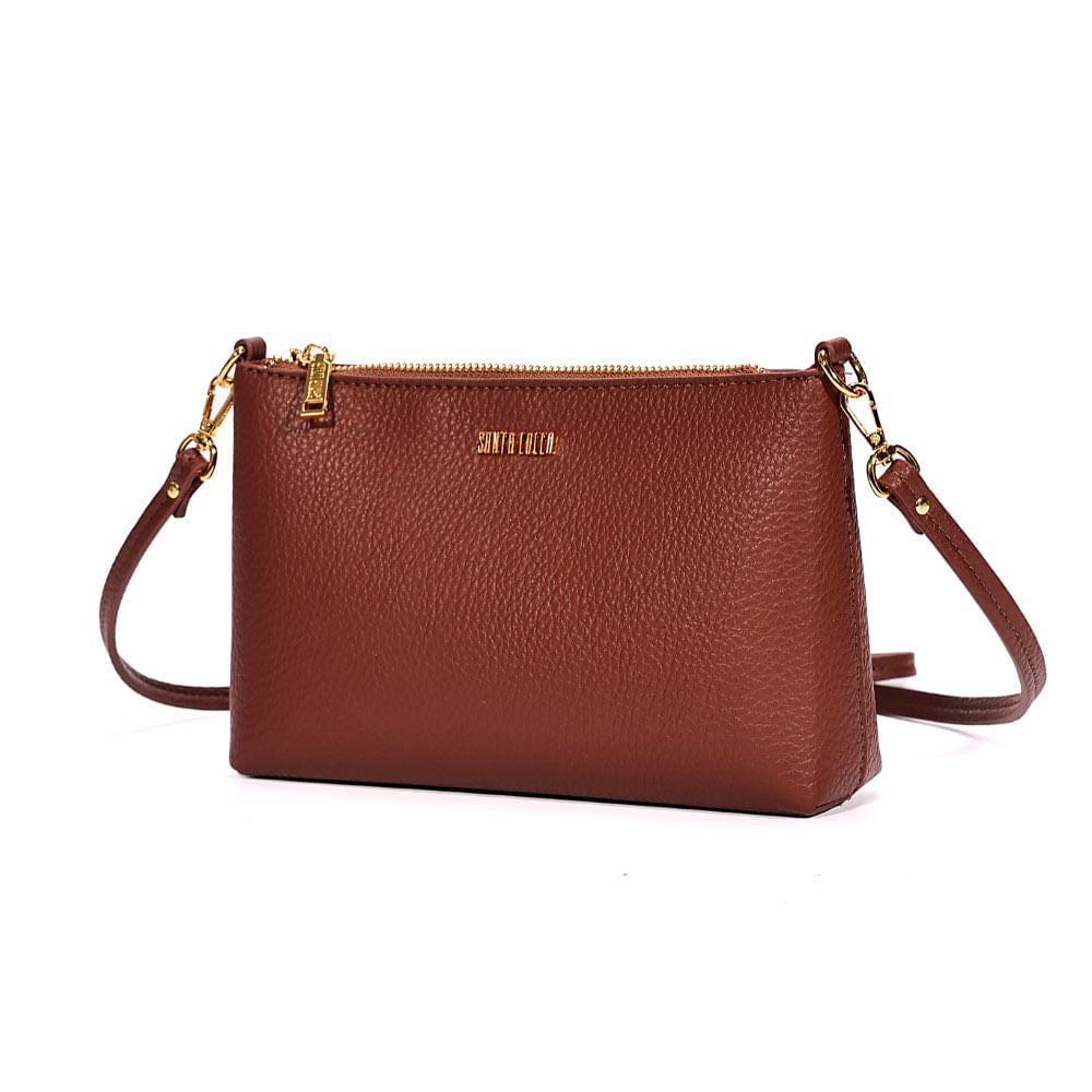 Bolsa Clutch Santa Lolla Marrom Alça Transversal