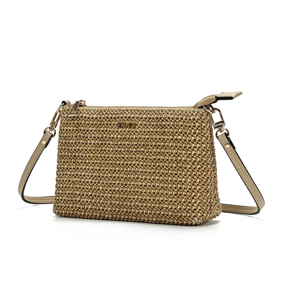 Bolsa Clutch Santa Lolla Palha Tramado Alça Transversal