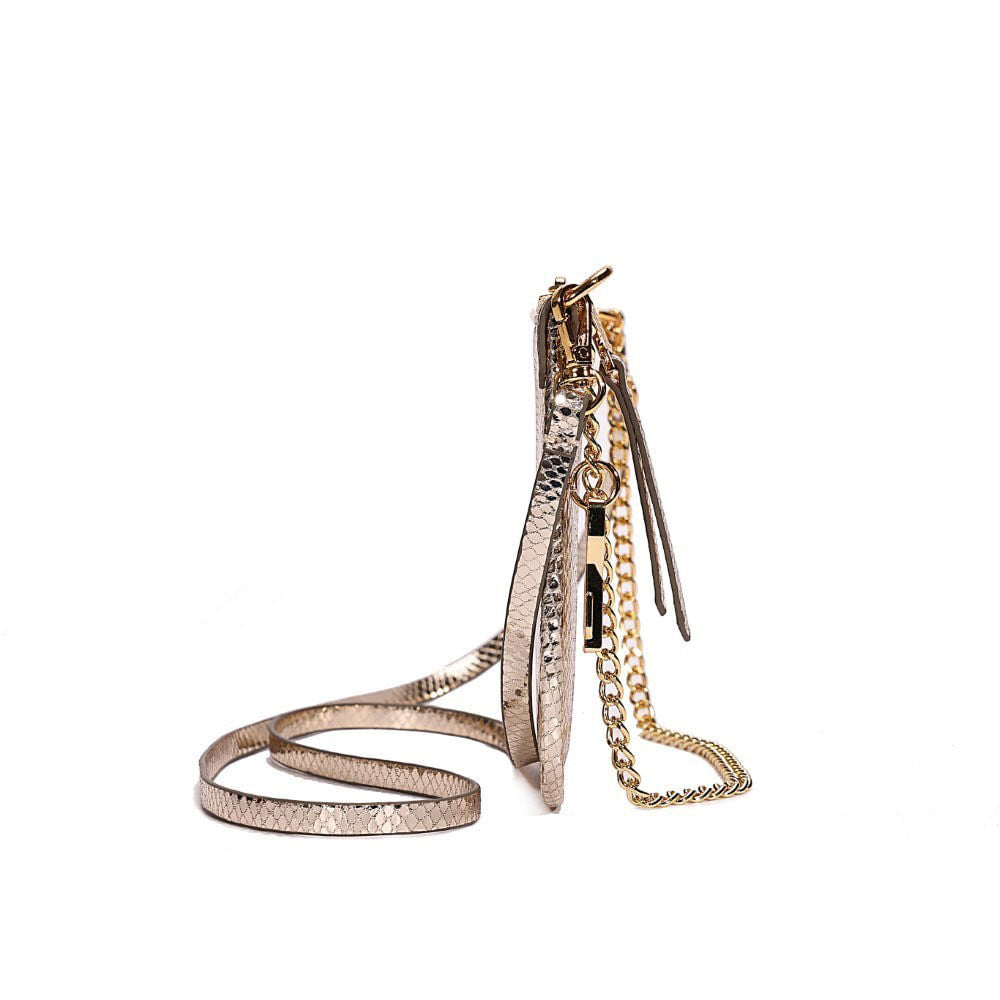 Bolsa Clutch Transversal Santa Lolla Dourada Metalizada