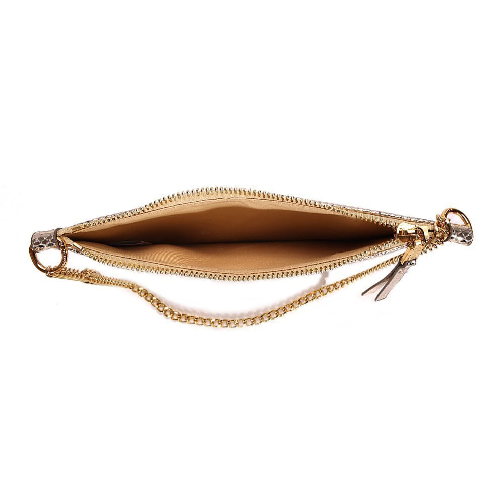 Bolsa Clutch Transversal Santa Lolla Dourada Metalizada