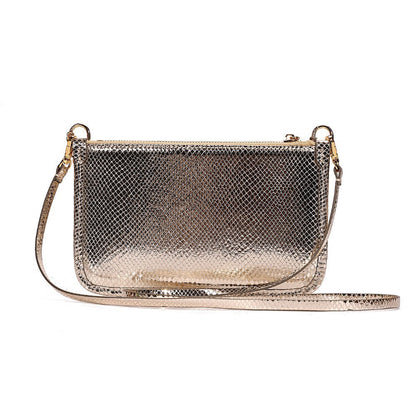 Bolsa Clutch Transversal Santa Lolla Dourada Metalizada
