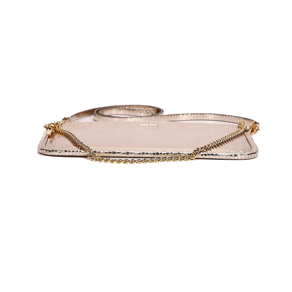 Bolsa Clutch Transversal Santa Lolla Dourada Metalizada