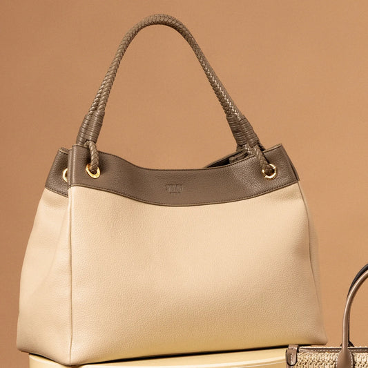 Bolsa De Ombro Grande Santa Lolla Bege