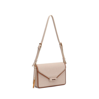 Bolsa Envelope Santa Lolla Bege Canvas Alça De Ombro