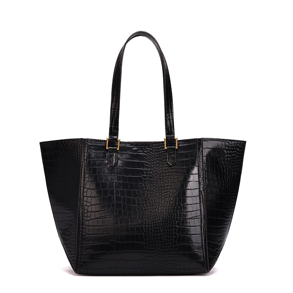 Bolsa Grande Croco Preta Santa Lolla Alça De Ombro - 0453.5466