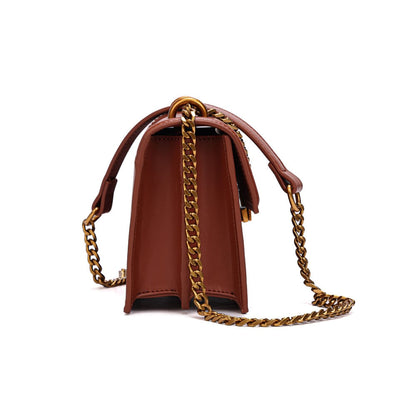 Bolsa Marrom Santa Lolla Alça Corrente Transversal 