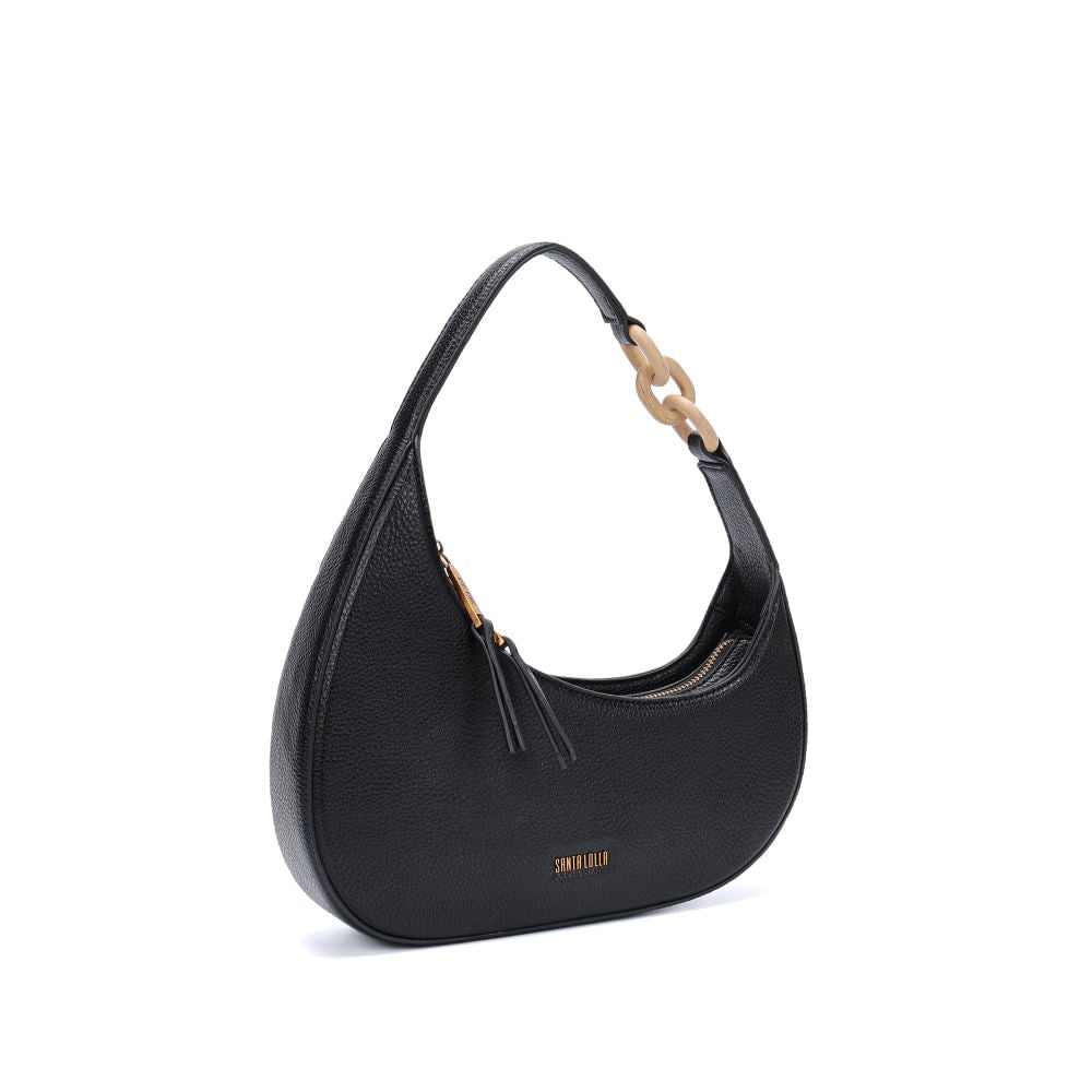 Bolsa Meia Lua Santa Lolla Preta Alça De Ombro