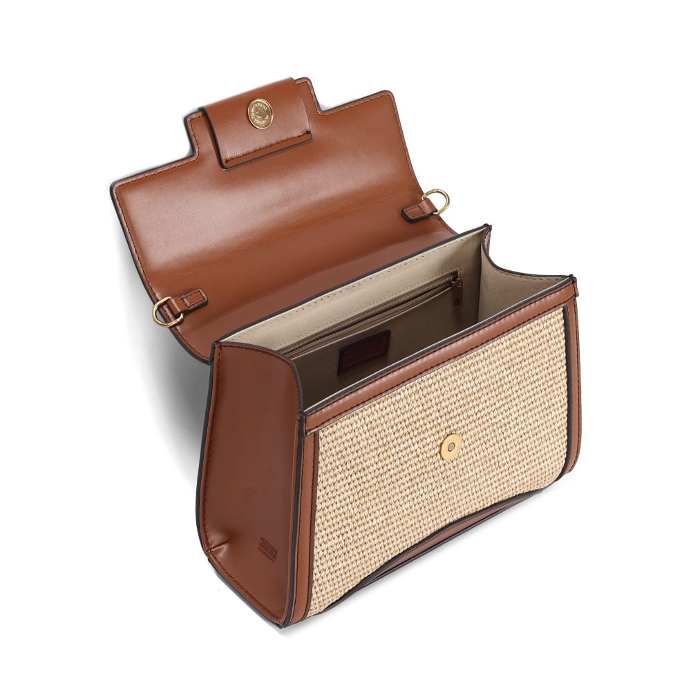 Bolsa Quadrada Santa Lolla Marrom Tramada Alça Transversal