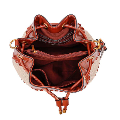 Bolsa Saco Santa Lolla Bege Bicolor Alça Tiracolo