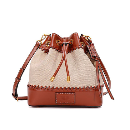 Bolsa Saco Santa Lolla Bege Bicolor Alça Tiracolo