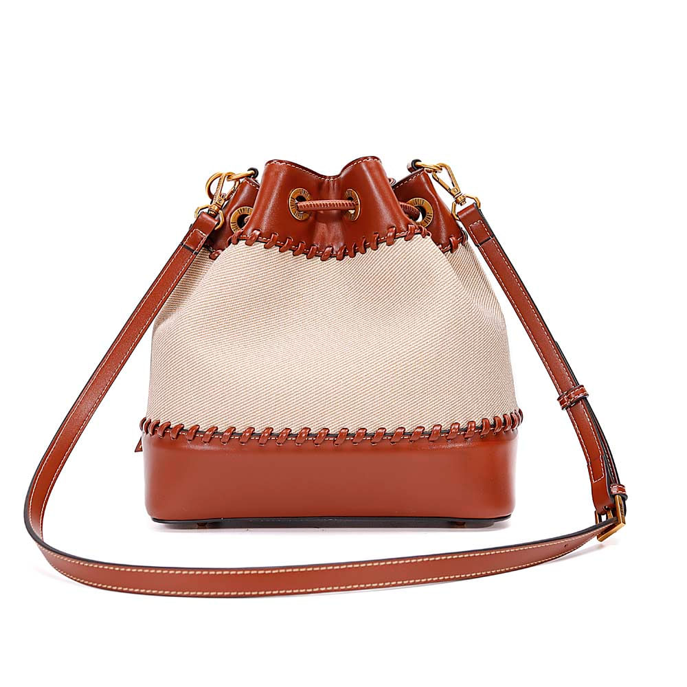 Bolsa Saco Santa Lolla Bege Bicolor Alça Tiracolo