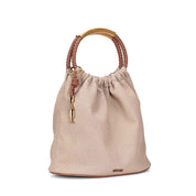Bolsa Saco Santa Lolla Bege Canvas Alça Trançada