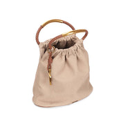 Bolsa Saco Santa Lolla Bege Canvas Alça Trançada