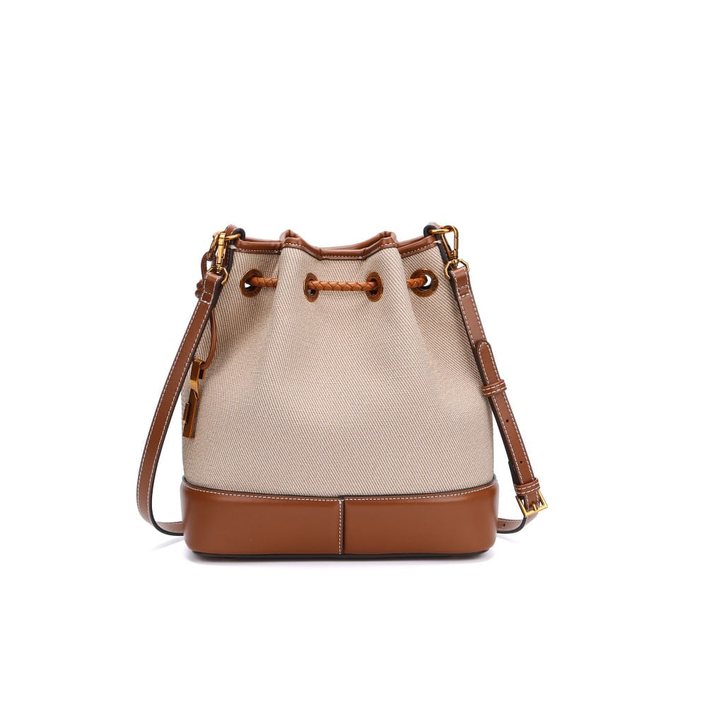 Bolsa Saco Santa Lolla Bege Canvas Alça Transversal