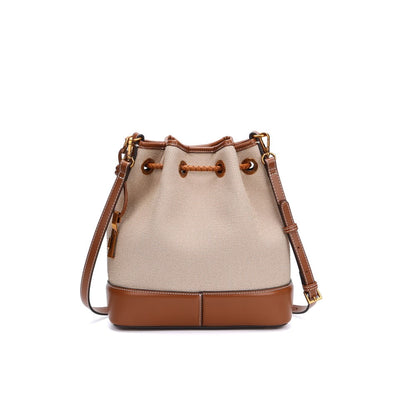 Bolsa Saco Santa Lolla Bege Canvas Alça Transversal
