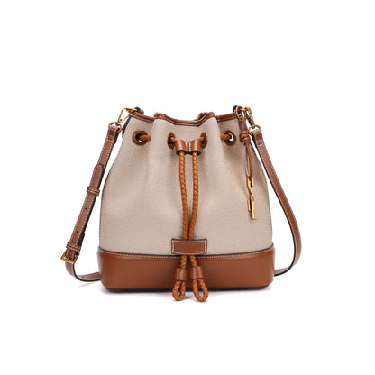 Bolsa Saco Santa Lolla Bege Canvas Alça Transversal