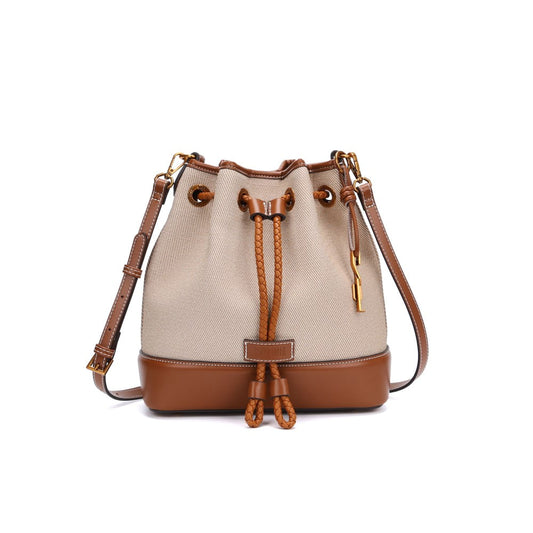 Bolsa Saco Santa Lolla Bege Canvas Alça Transversal