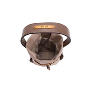 Bolsa Saco Santa Lolla Bege Corrente Dourada