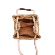 Bolsa Saco Santa Lolla Bege Tramada Alça De Mão 