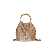 Bolsa Saco Santa Lolla Dourada Tramada Alça Corrente