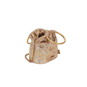 Bolsa Saco Santa Lolla Dourada Tramada Alça Corrente