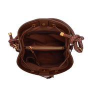 Bolsa Saco Santa Lolla Marrom Alça Trançada
