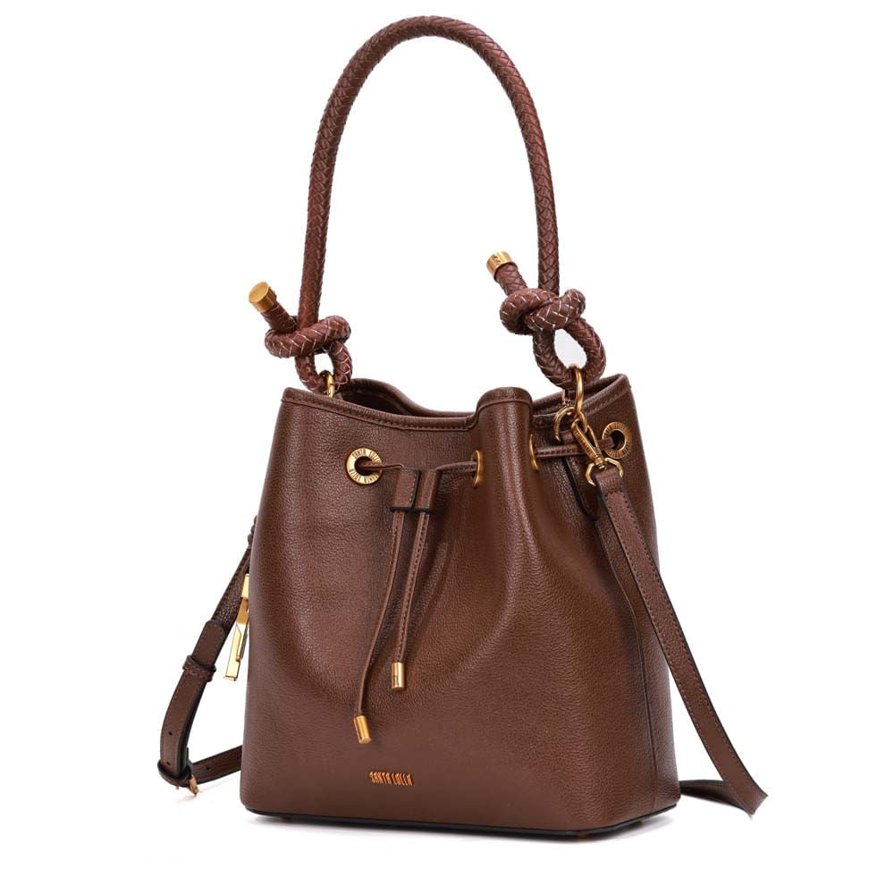 Bolsa Saco Santa Lolla Marrom Alça Trançada