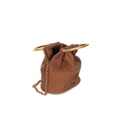 Bolsa Saco Santa Lolla Marrom Tressê Corrente