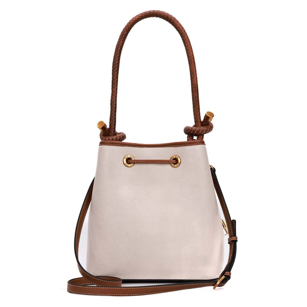 Bolsa Saco Santa Lolla Off White Detalhes Caramelo