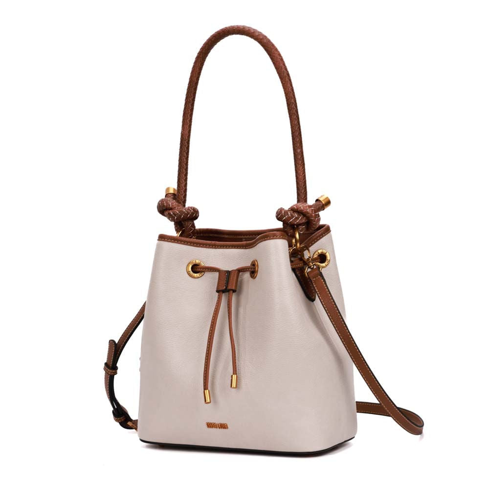 Bolsa Saco Santa Lolla Off White Detalhes Caramelo