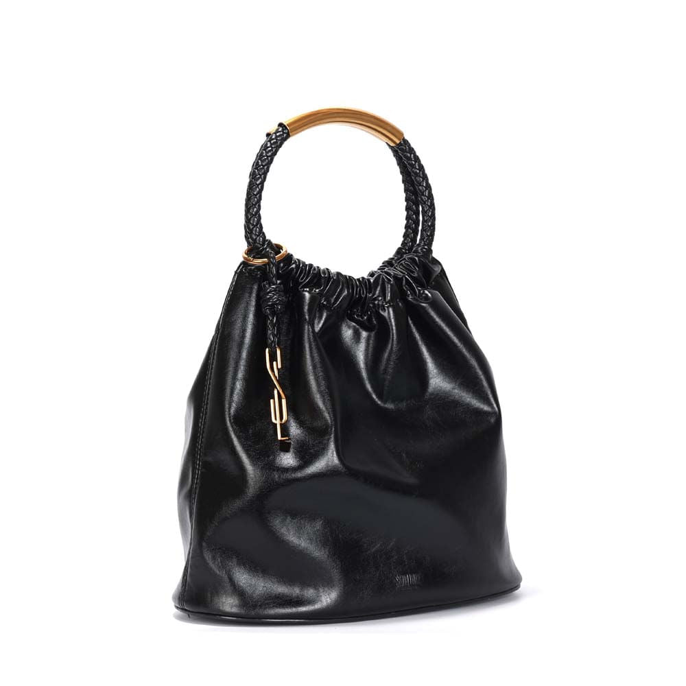 Bolsa Saco Santa Lolla Preta Alça Trançada