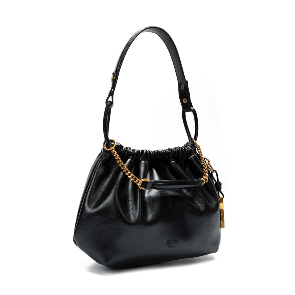 Bolsa Saco Santa Lolla Preta Corrente Dourada