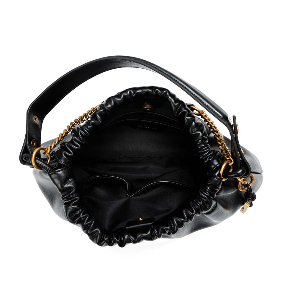 Bolsa Saco Santa Lolla Preta Corrente Dourada