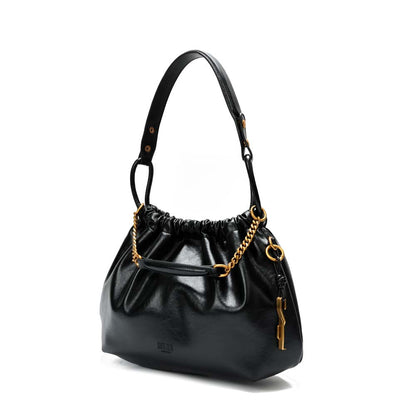 Bolsa Saco Santa Lolla Preta Corrente Dourada