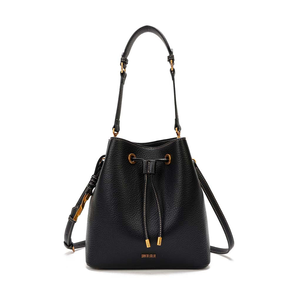 Bolsa Saco Santa Lolla Preta Floater Cordão Dourado